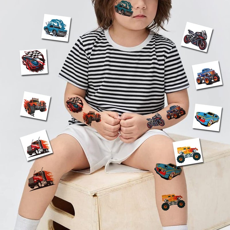 CHARLENT 148 PCS Race Car and Monster Truck Temporary Tattoos for Kids - GoKart Car Individual Tattoos for Boys Racecar Birthday Party Favors Goodie Bag Fillers - Image 4